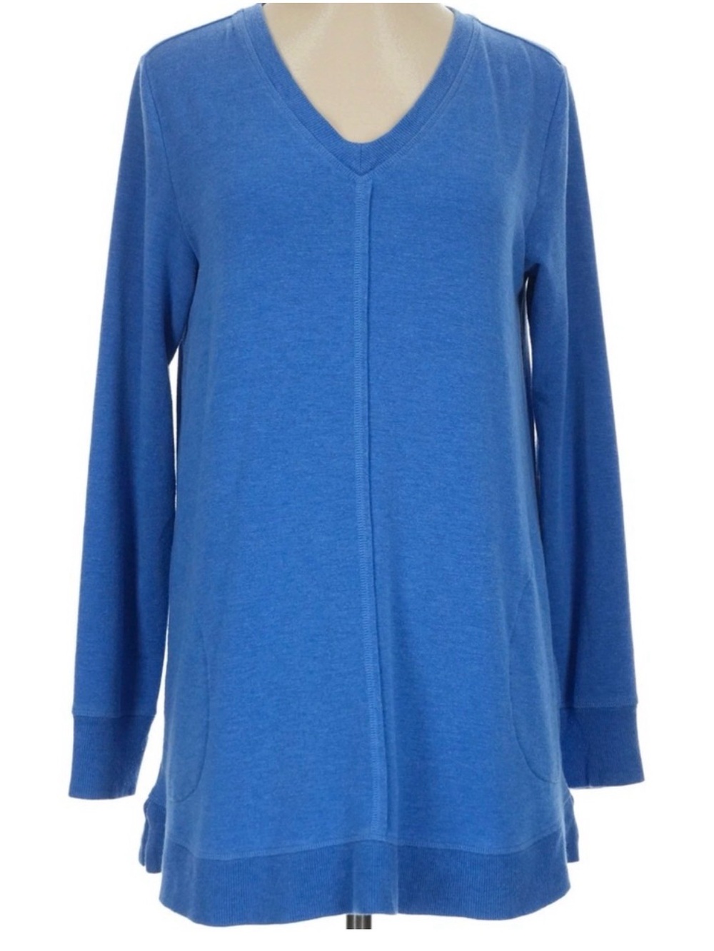 Soft Surroundings Blue V-Neck Long-Sleeve Pullover